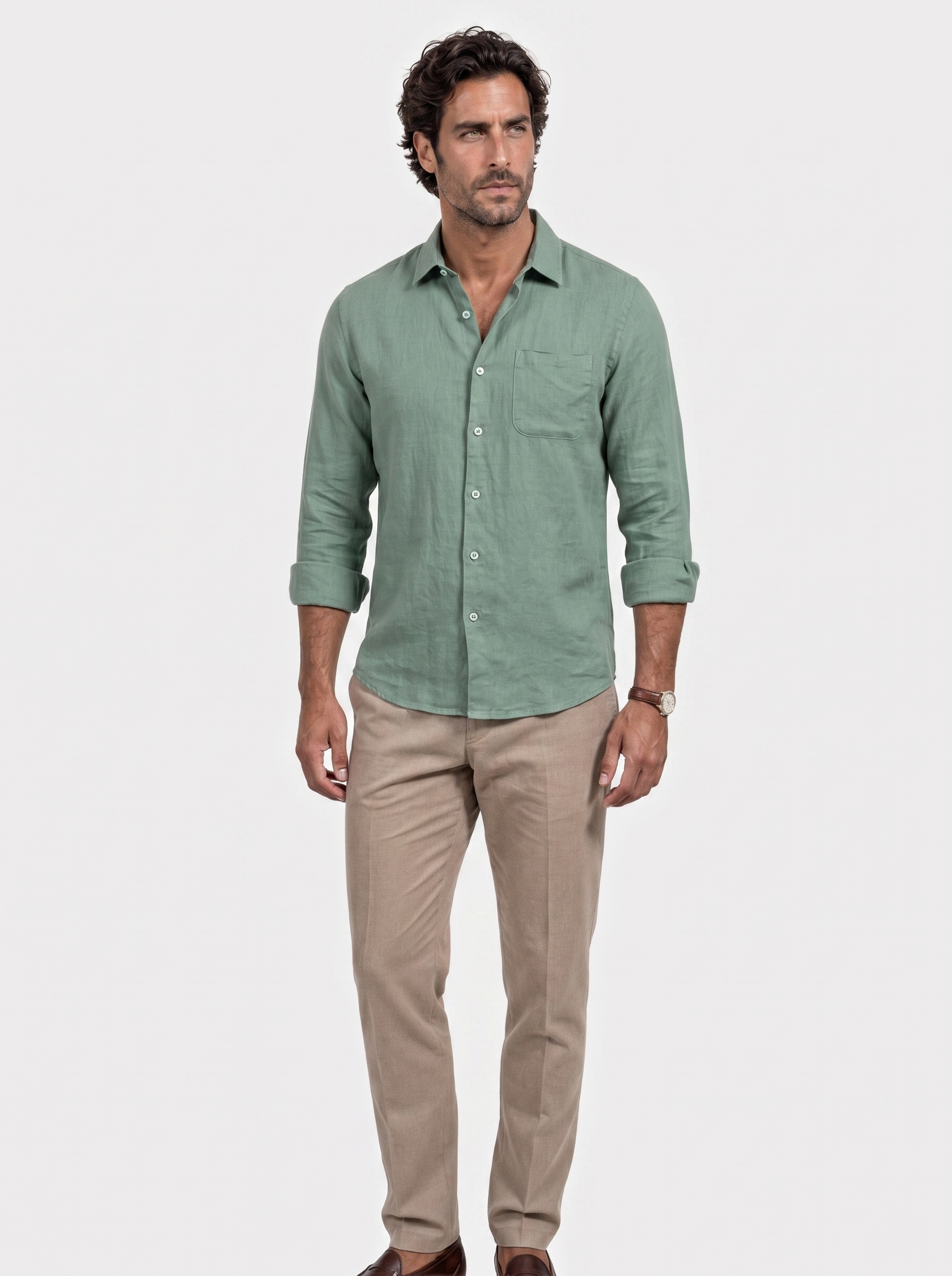 Camicia Essential in lino a maniche lunghe - Aurelio Club