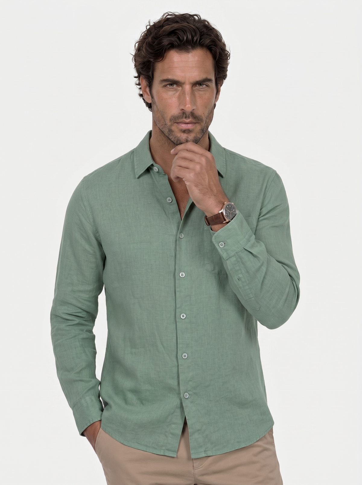 Camicia Essential in lino a maniche lunghe - Aurelio Club