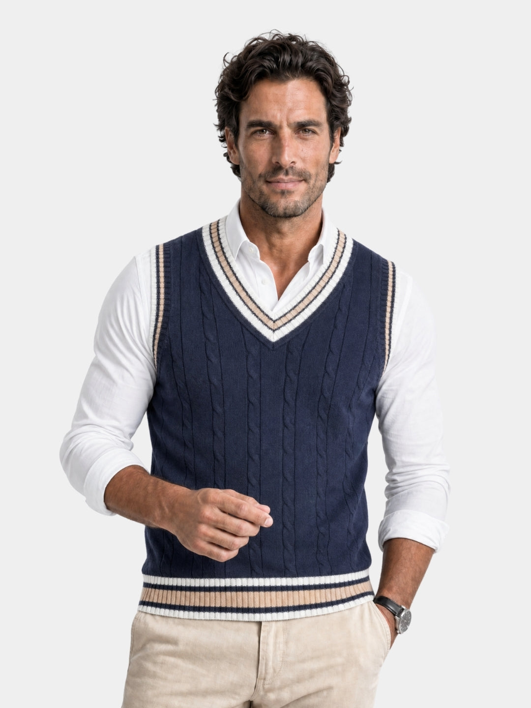 Gilet classico in maglia con scollo a V - Aurelio Club