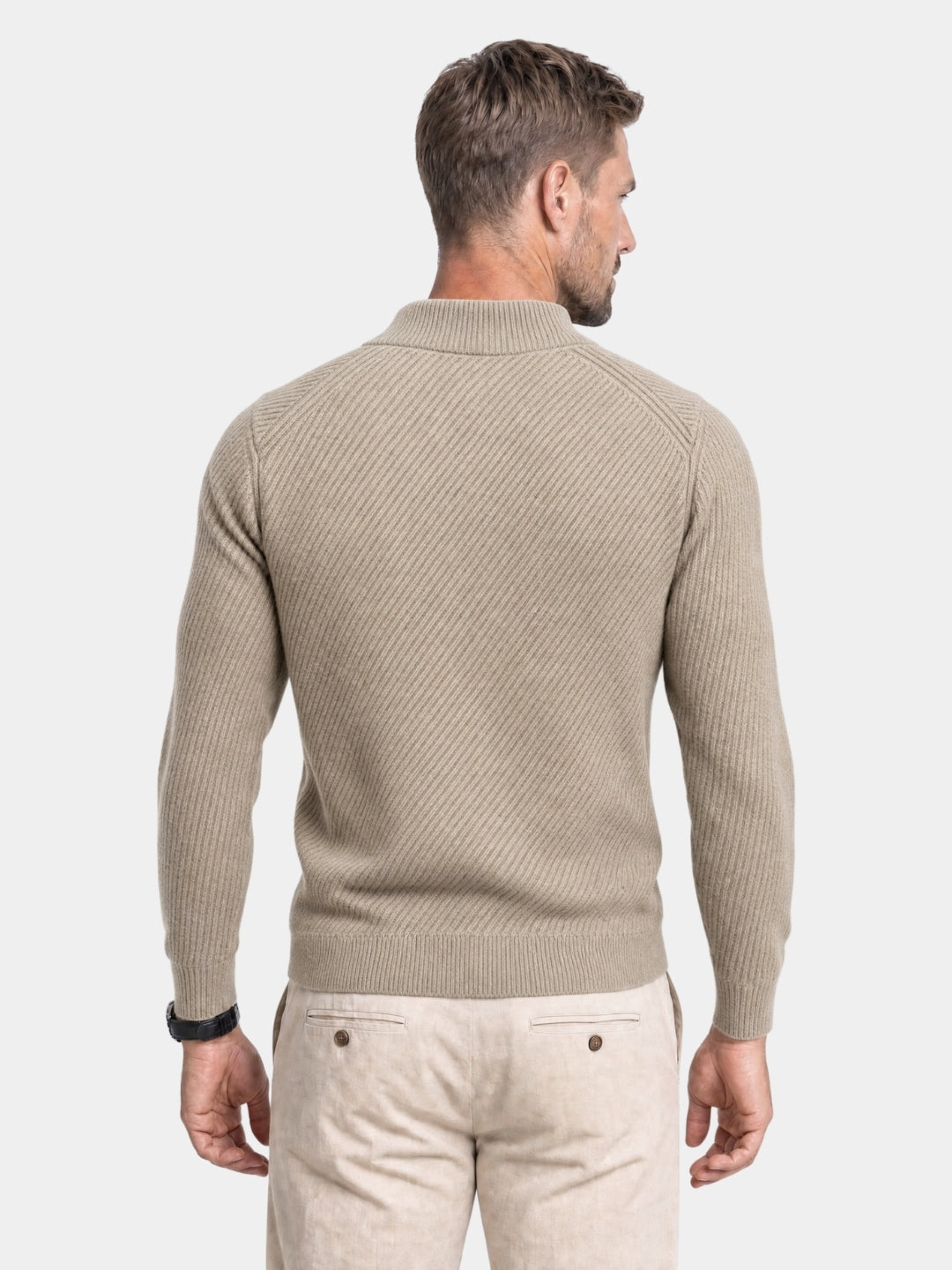 Pullover in lana a righe con zip corta - Aurelio Club