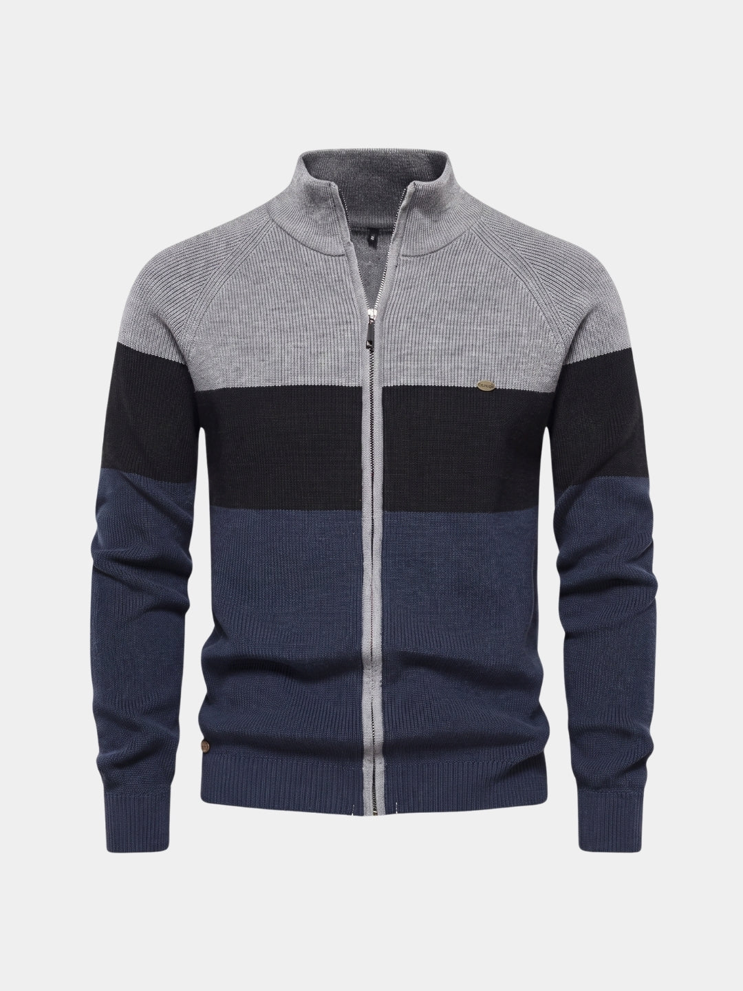 Cardigan a collo alto in misto cotone con zip - Aurelio Club