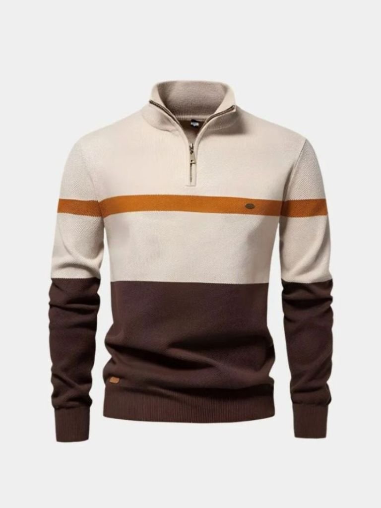 Pullover in misto cotone con colletto e zip corta - Aurelio Club
