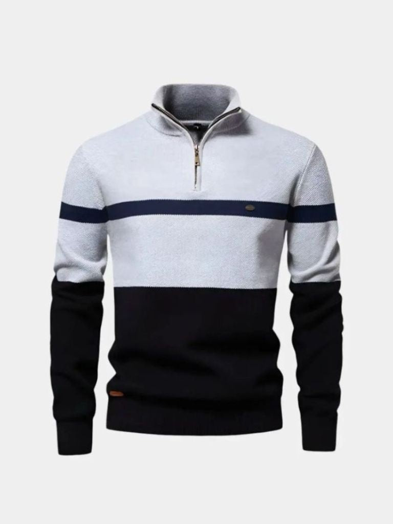 Pullover in misto cotone con colletto e zip corta - Aurelio Club