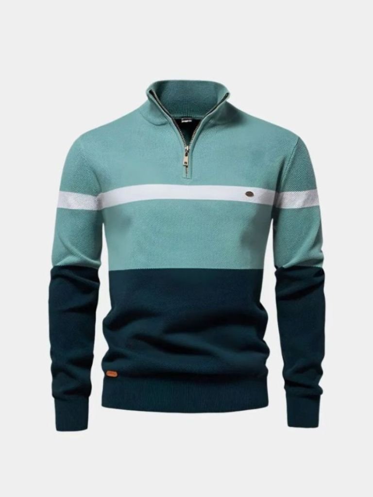 Pullover in misto cotone con colletto e zip corta - Aurelio Club