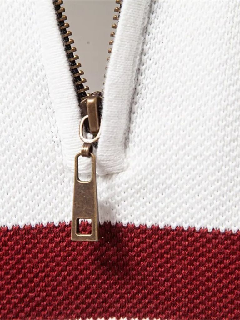 Pullover in misto cotone con colletto e zip corta - Aurelio Club