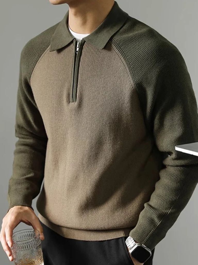 Pullover con maniche raglan e zip corta - Aurelio Club