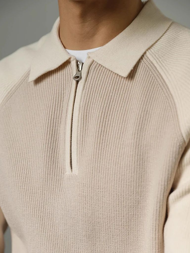 Pullover con maniche raglan e zip corta - Aurelio Club