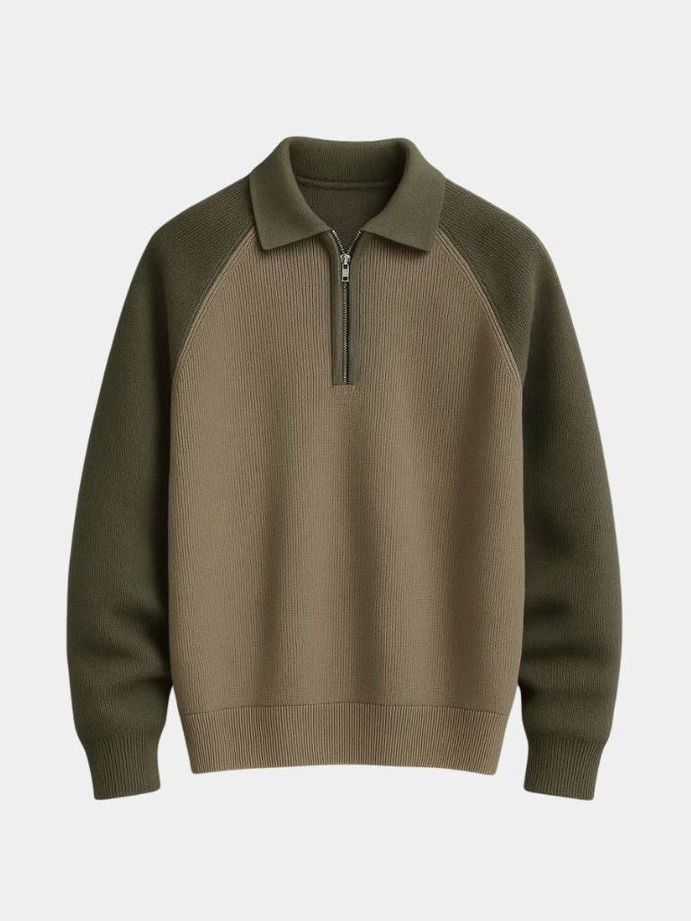 Pullover con maniche raglan e zip corta - Aurelio Club