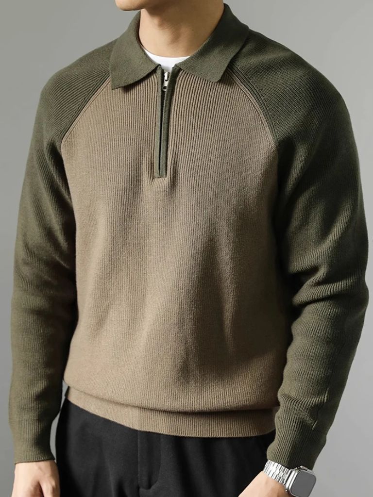 Pullover con maniche raglan e zip corta - Aurelio Club