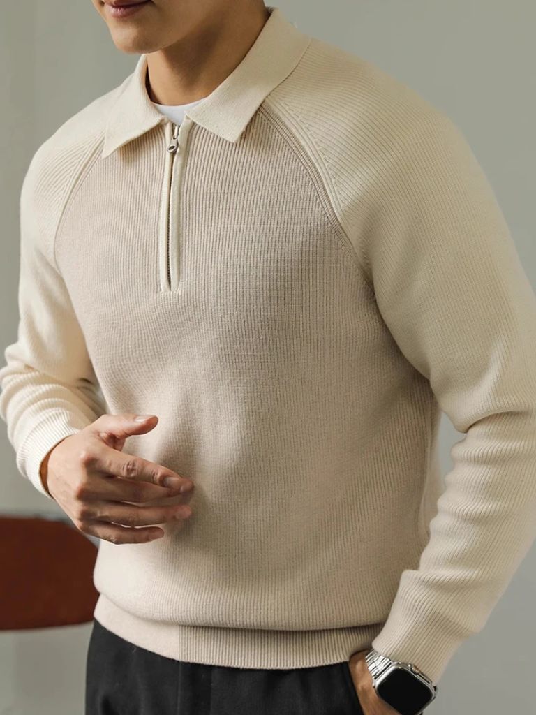 Pullover con maniche raglan e zip corta - Aurelio Club
