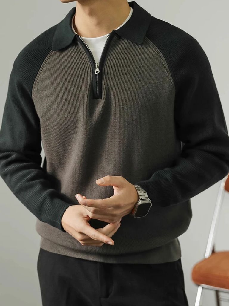 Pullover con maniche raglan e zip corta - Aurelio Club