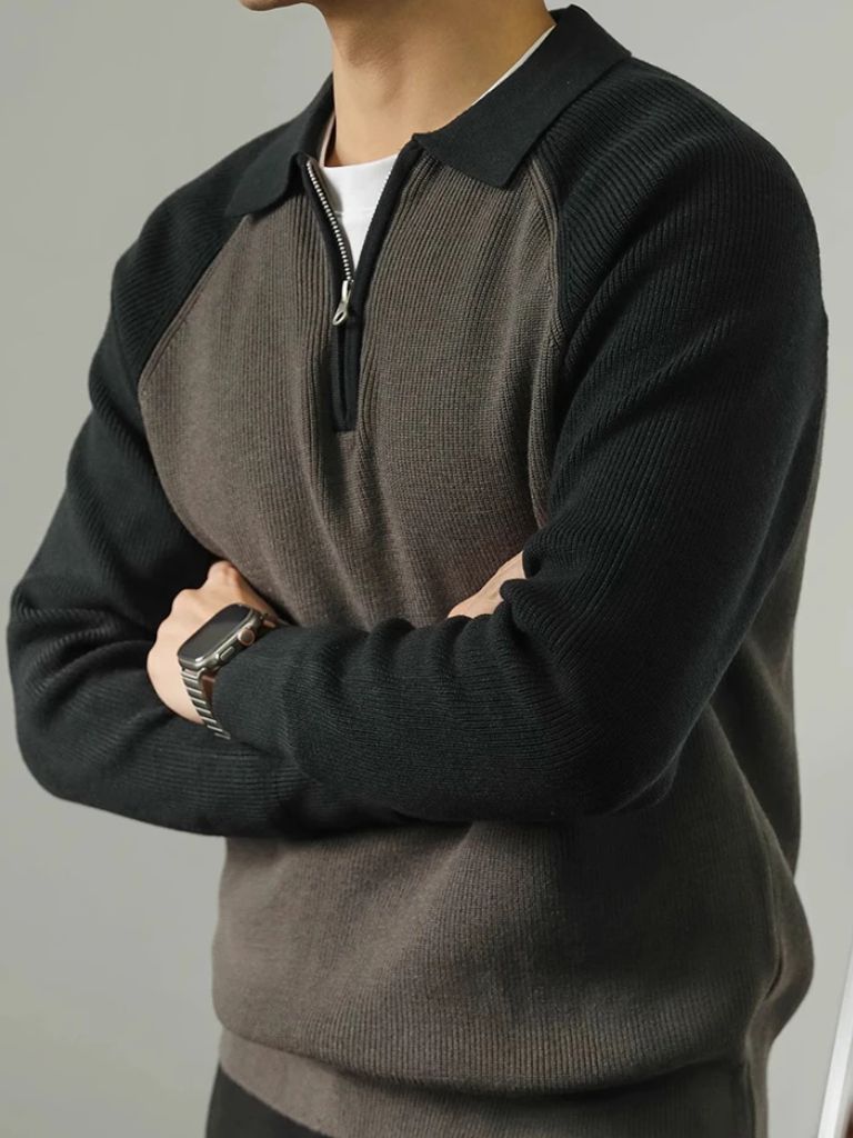 Pullover con maniche raglan e zip corta - Aurelio Club