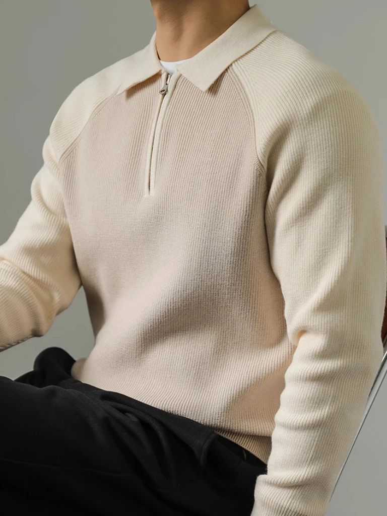 Pullover con maniche raglan e zip corta - Aurelio Club