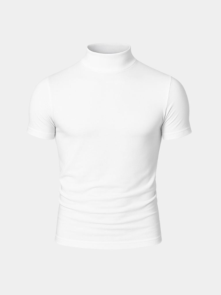 T-shirt a collo alto in tinta unita - Aurelio Club