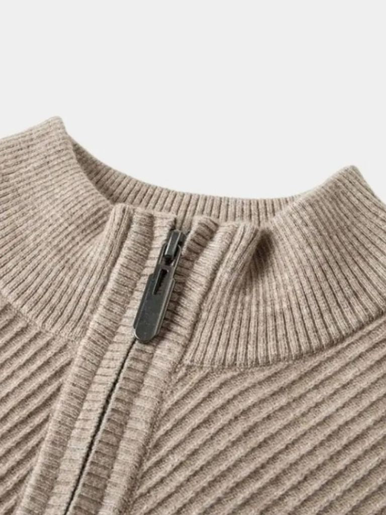 Pullover in lana a righe con zip corta - Aurelio Club
