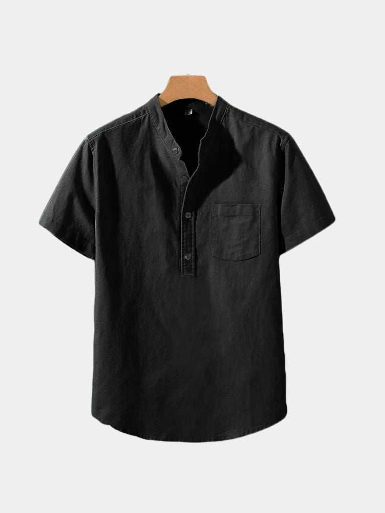 Camicia Wellspring in lino con collo serafino - Aurelio Club
