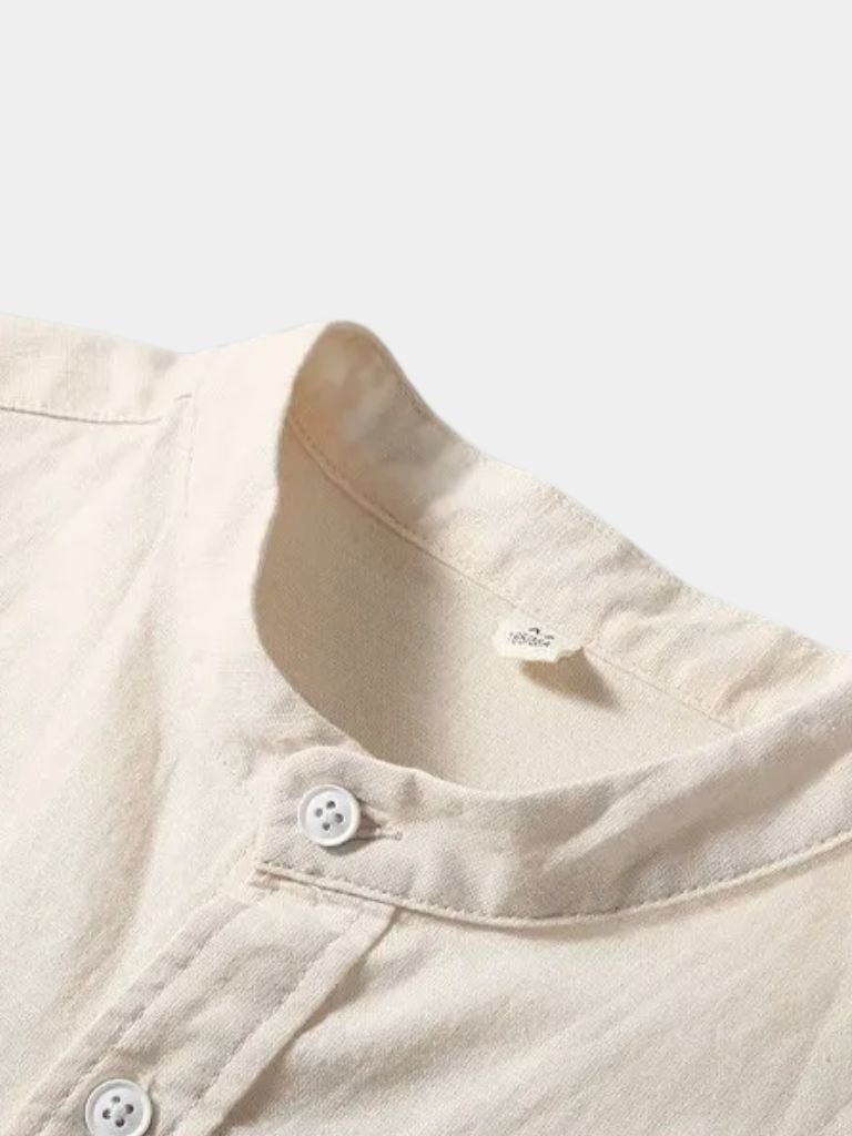 Camicia Wellspring in lino con collo serafino - Aurelio Club