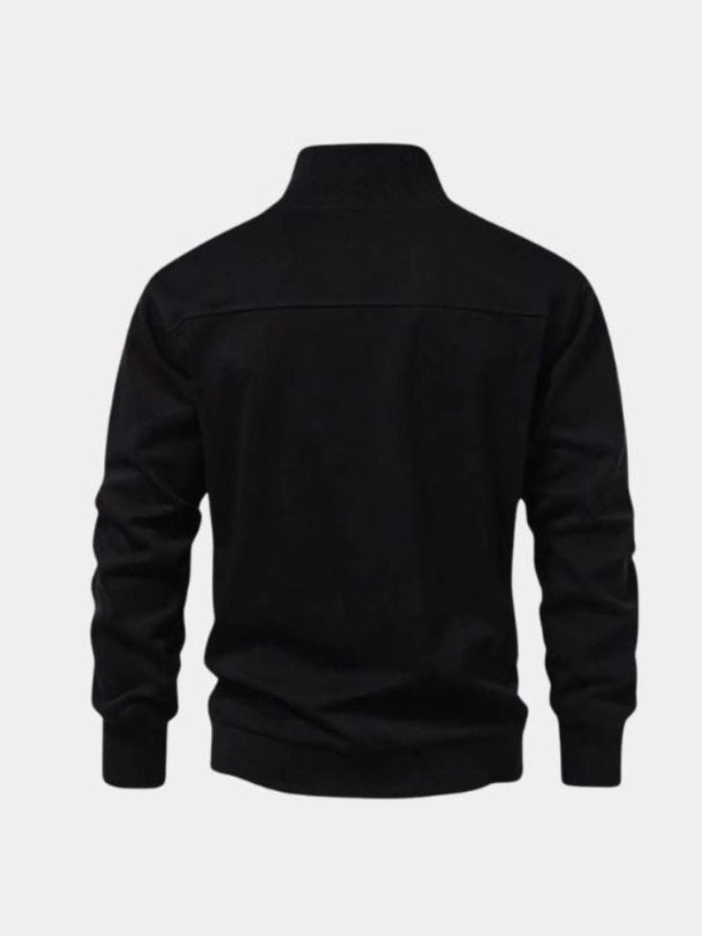 Felpa in cotone con zip corta al collo - Aurelio Club