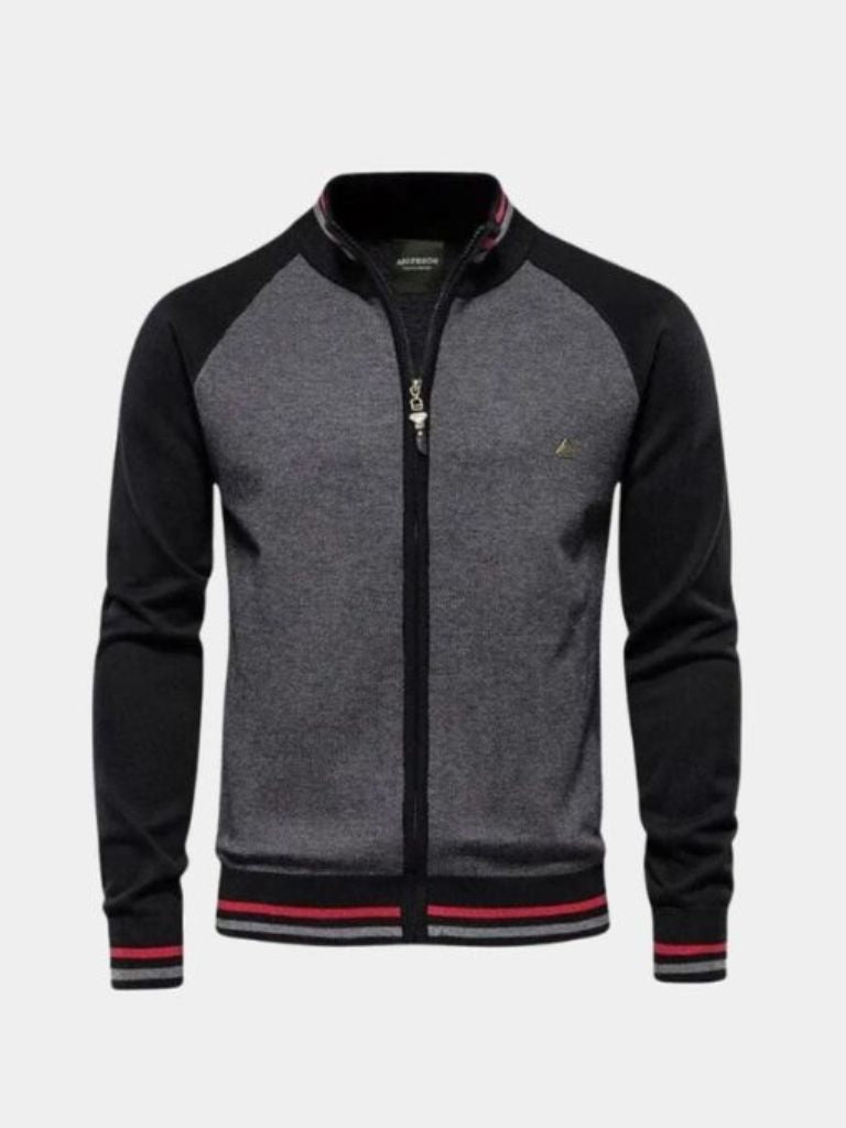 Cardigan bicolore in misto cotone con zip - Aurelio Club
