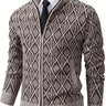 Cardigan uomo geometrico con zip e collo alto