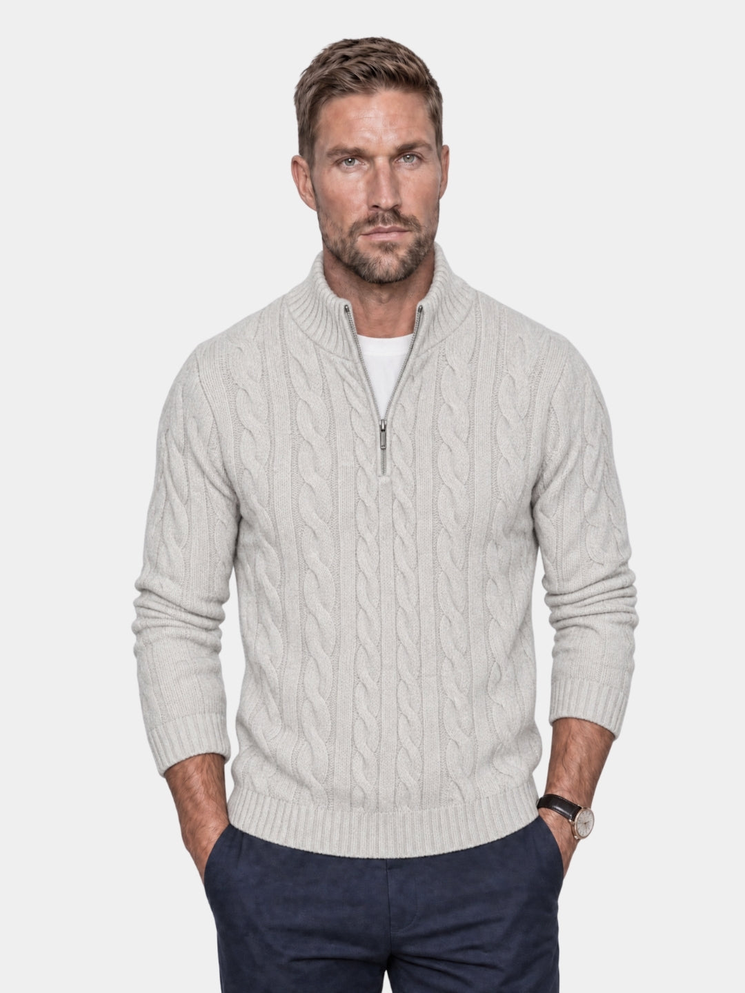 Pullover Curve a trecce con zip corta - Aurelio Club