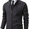 Cardigan uomo geometrico con zip e collo alto