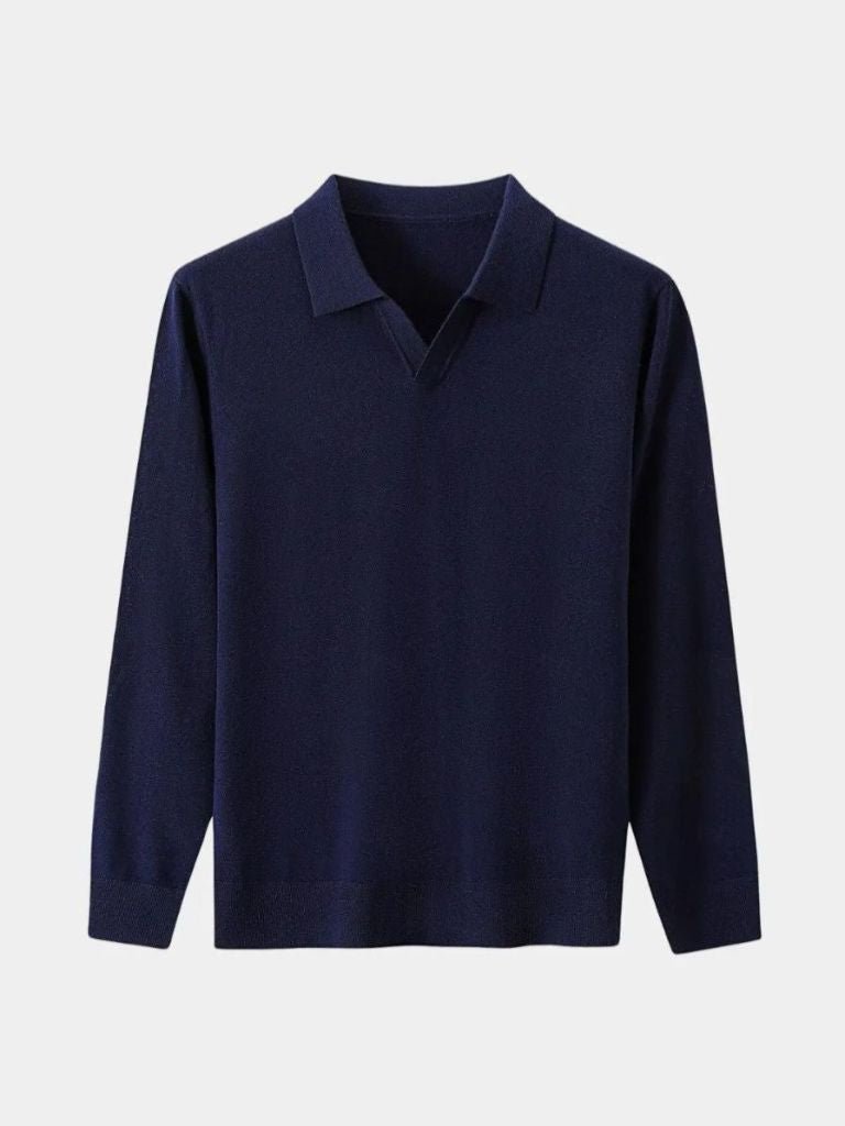 Polo in maglia di lana con scollo a V - Aurelio Club
