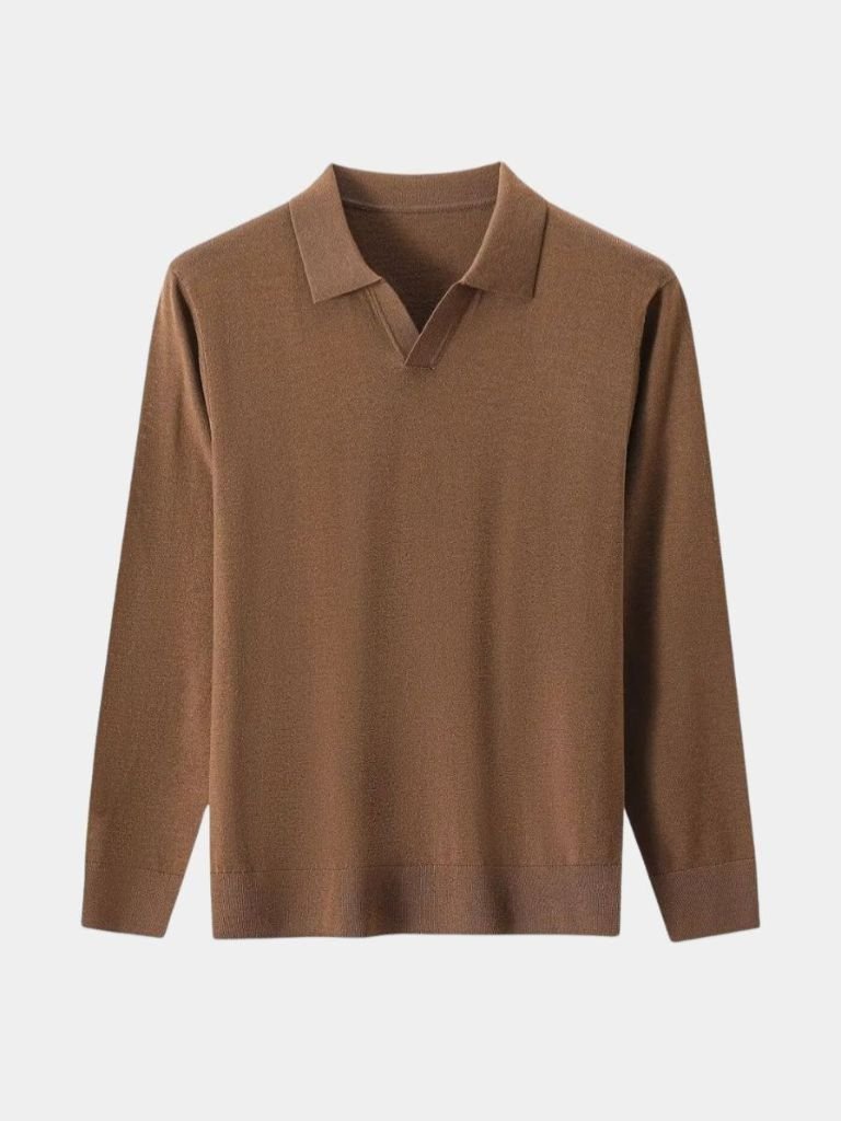 Polo in maglia di lana con scollo a V - Aurelio Club