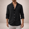 Camicia uomo in lino a maniche lunghe con collo aperto