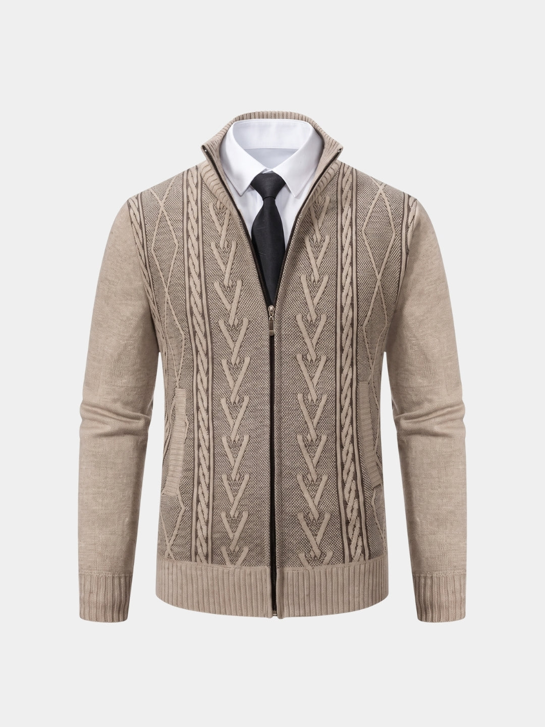 Cardigan Essential con motivo a trecce e zip - Aurelio Club