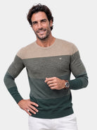 Pullover girocollo a righe sfumate in misto cotone - Aurelio Club