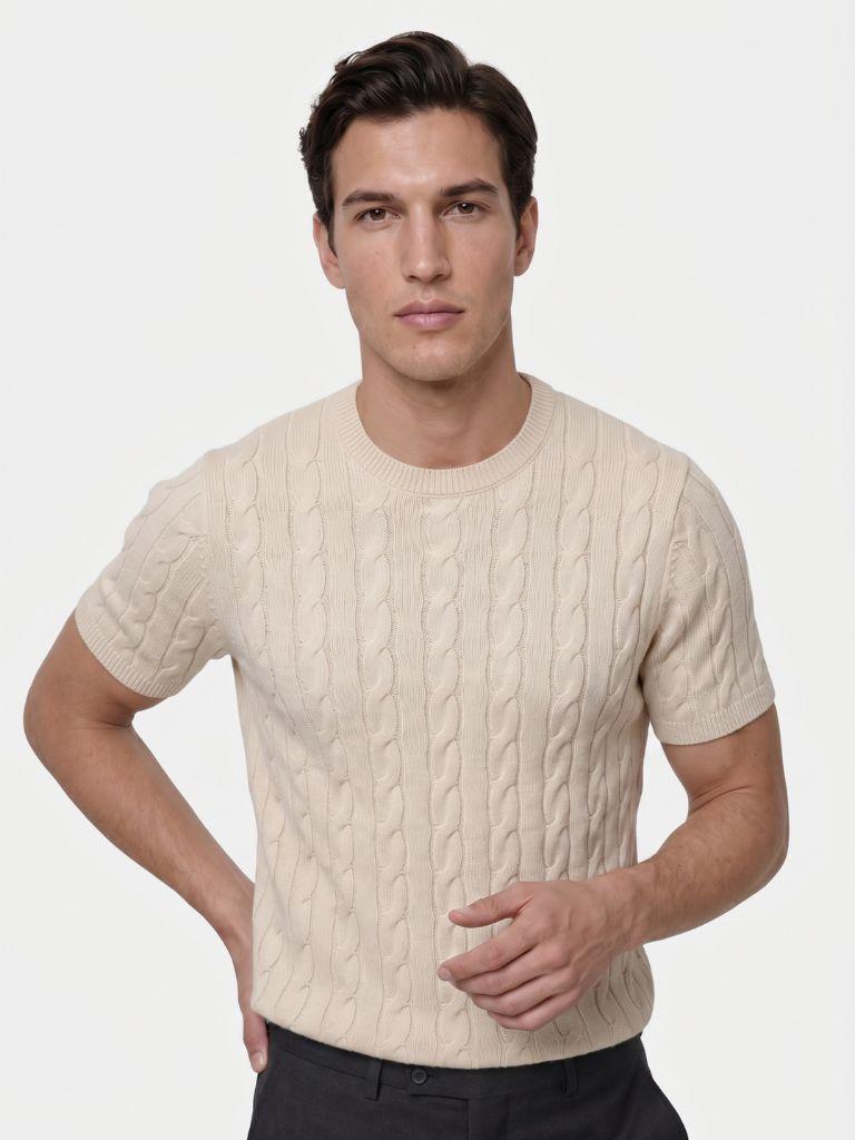 T-shirt in misto cotone con motivo a losanghe - Aurelio Club