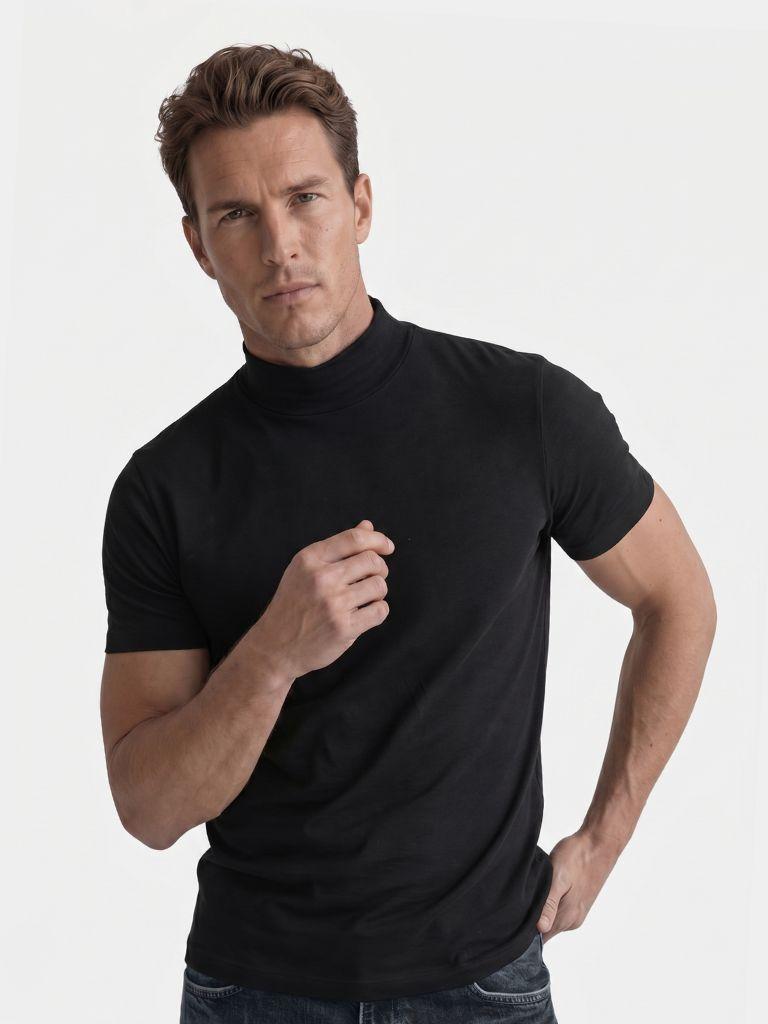 T-shirt a collo alto in tinta unita - Aurelio Club