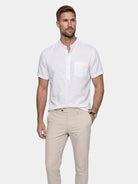 Camicia Wellspring in lino con collo serafino - Aurelio Club