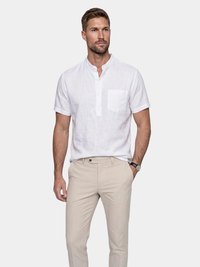 Camicia Wellspring in lino con collo serafino - Aurelio Club