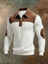 Pullover uomo con collo polo, mezza zip e inserti