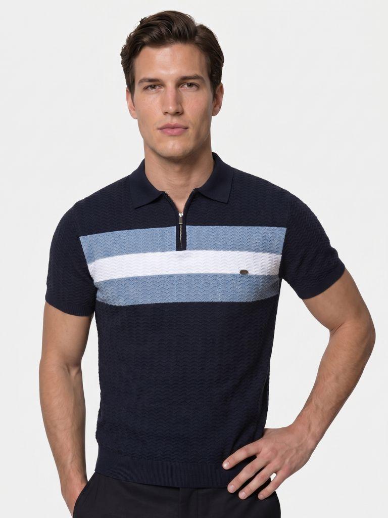 Polo in misto viscosa a maniche corte con zip - Aurelio Club