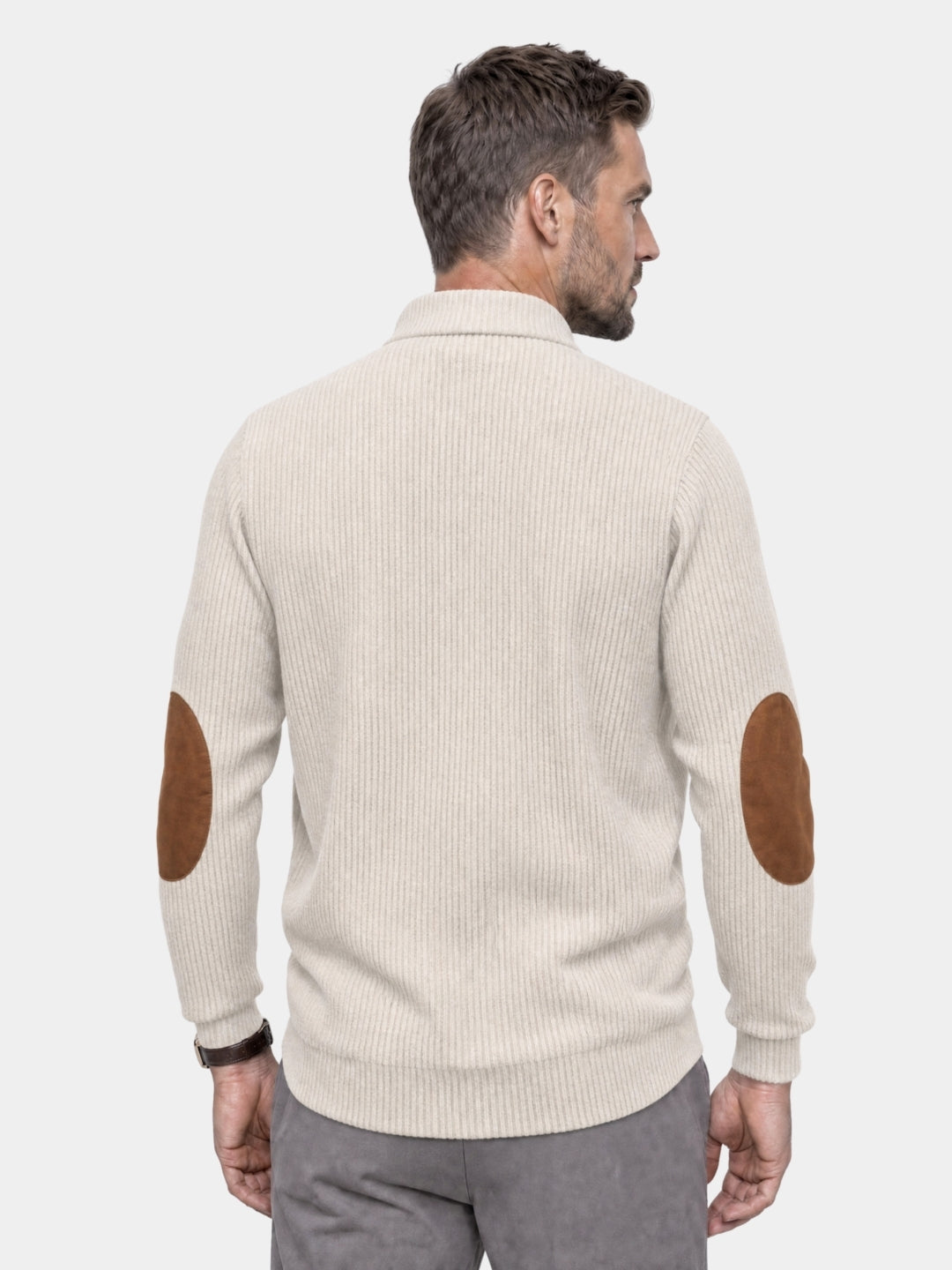 Pullover in velluto a coste con collo alto e zip corta - Aurelio Club