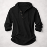 Maglia Henley uomo in cotone e lino con cappuccio