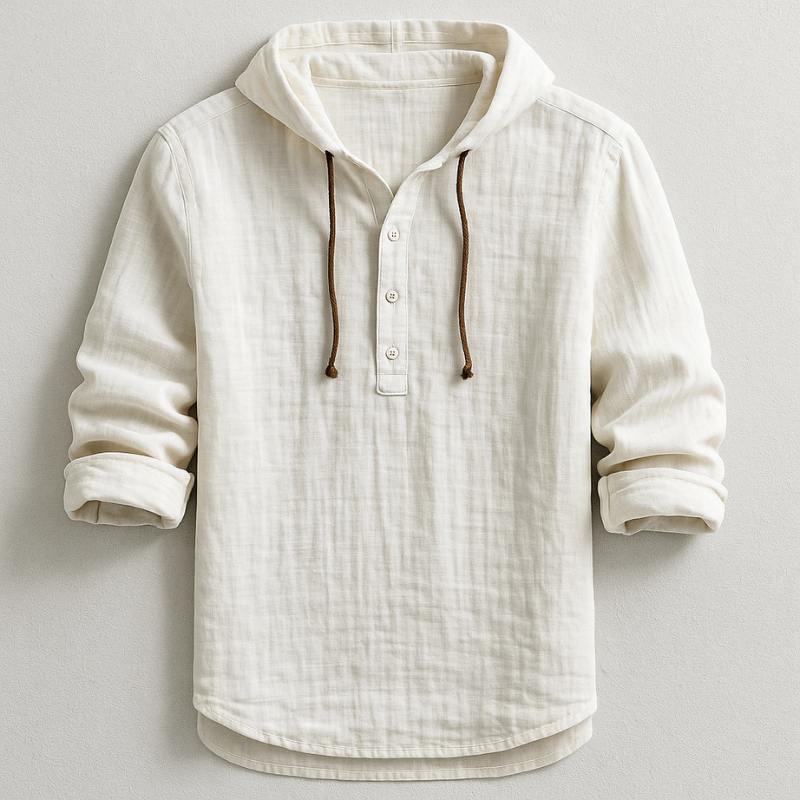 Maglia uomo in cotone e lino con cappuccio