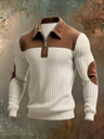 Pullover uomo con collo polo, mezza zip e inserti