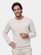 Pullover girocollo a righe in misto cotone - Aurelio Club