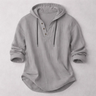 Maglia Henley uomo in cotone e lino con cappuccio