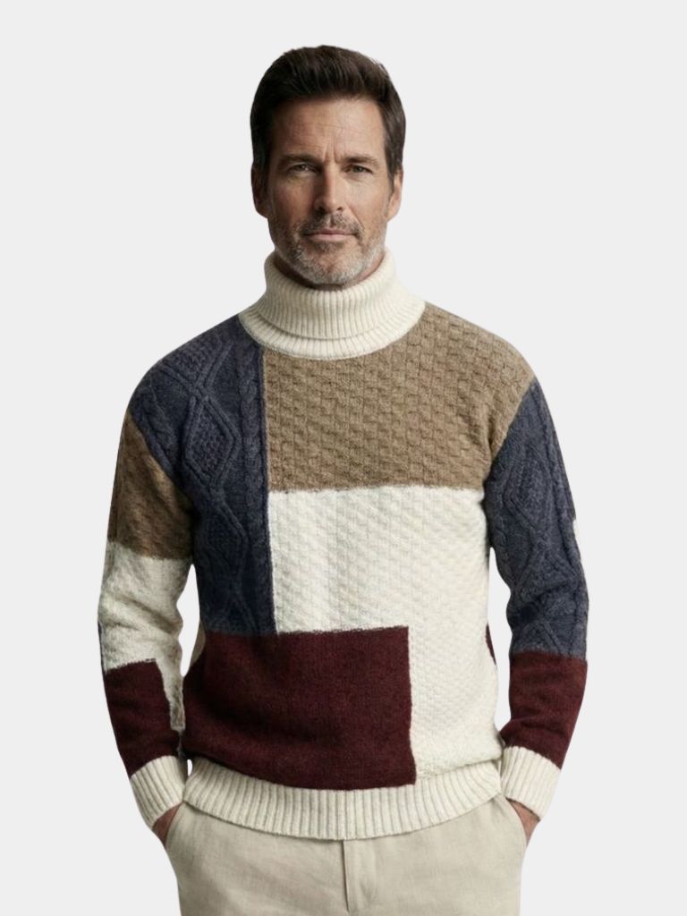 Pullover in maglia con motivo a mosaico - Aurelio Club