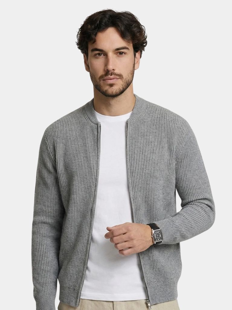 Cardigan Soft in cotone con zip - Aurelio Club
