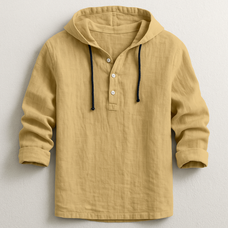 Maglia uomo in cotone e lino con cappuccio