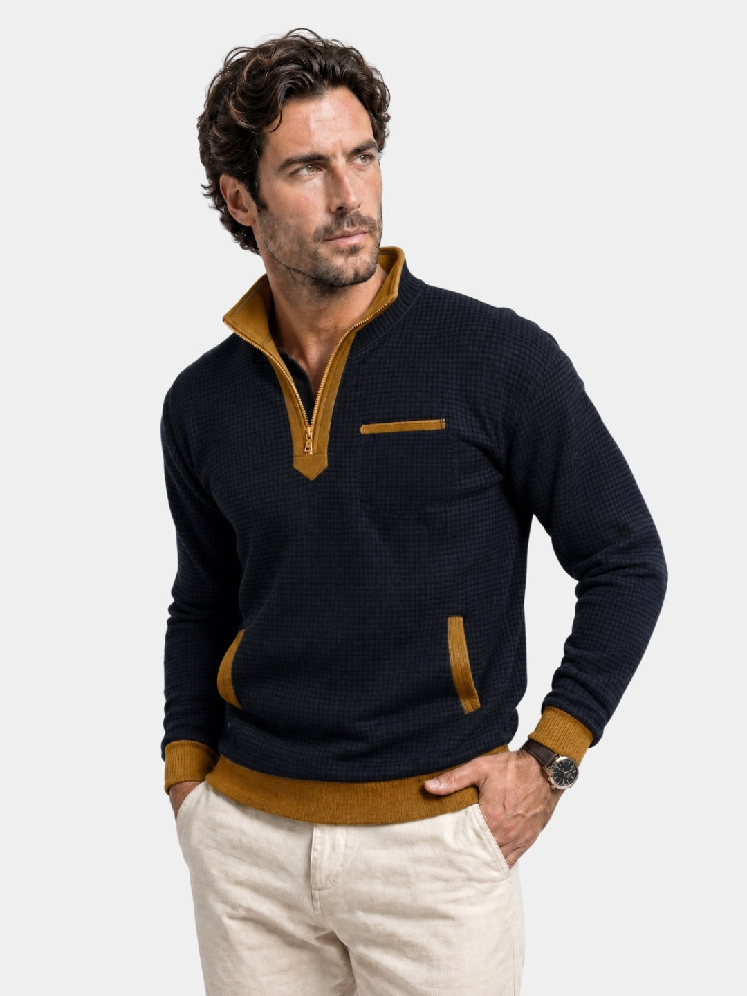 Pullover Explorer a collo alto con zip corta - Aurelio Club