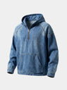 Giacca Artisan in denim con cappuccio e mezza zip - Aurelio Club