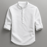 Camicia uomo in misto cotone con fondo arrotondato