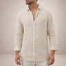 Camicia uomo in lino a maniche lunghe con collo aperto